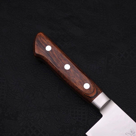 Santoku VG-5 Tsuchime Manche Occidental Marron 175mm-[Musashi]-[Couteaux de cuisine japonais]