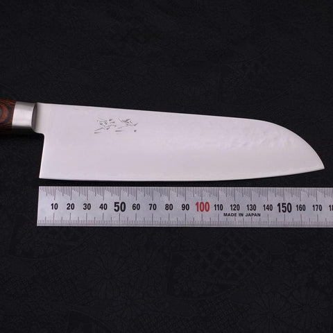 Santoku VG-5 Tsuchime Manche Occidental Marron 175mm-[Musashi]-[Couteaux de cuisine japonais]