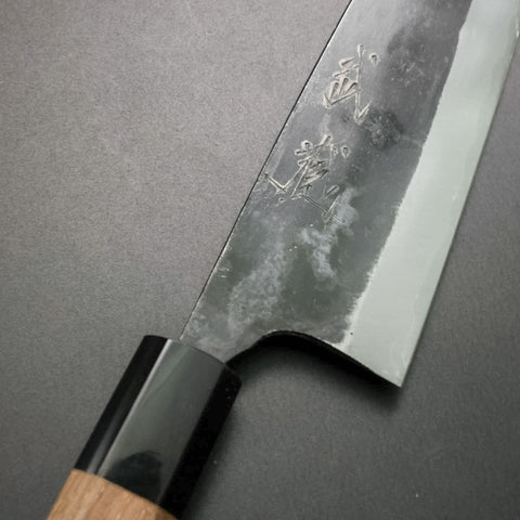 Santoku White Steel #1 Kurouchi Manche en Buffle et Noyer 165mm-[Musashi]-[Couteaux de cuisine japonais]