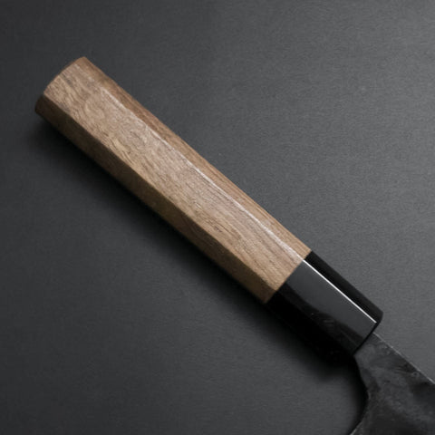 Santoku White Steel #1 Kurouchi Manche en Buffle et Noyer 165mm-[Musashi]-[Couteaux de cuisine japonais]