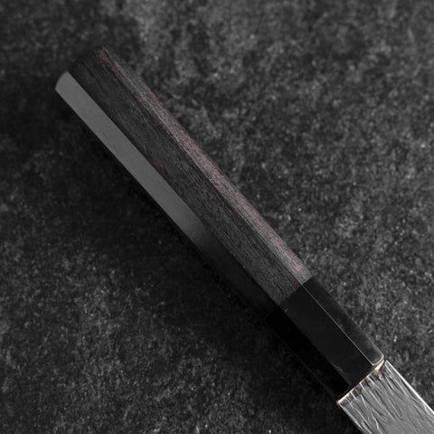 Santoku White Steel #1 Kurouchi Tsuchime Manche en Buffle et Ébène 170mm-[Musashi]-[Couteaux de cuisine japonais]
