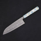 Santoku White Steel #1 Revêtement Inox Tsuchime Manche Océan Mélange Blanc 165mm-[Musashi]-[Couteaux de cuisine japonais]