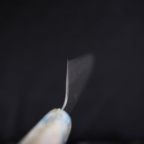 Santoku White Steel #1 Revêtement Inox Tsuchime Manche Océan Mélange Blanc 165mm-[Musashi]-[Couteaux de cuisine japonais]