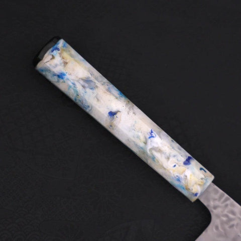Santoku White Steel #1 Revêtement Inox Tsuchime Manche Océan Mélange Blanc 165mm-[Musashi]-[Couteaux de cuisine japonais]