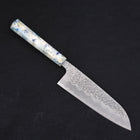 Santoku White Steel #1 Revêtement Inox Tsuchime Manche Océan Mélange Blanc 165mm-[Musashi]-[Couteaux de cuisine japonais]