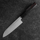 Santoku White Steel #2 Kasumi Biseau Simple Chokin Pagode à Cinq Etages Manche en Buffle et Ébène 155mm-[Musashi]-[Couteaux de cuisine japonais]