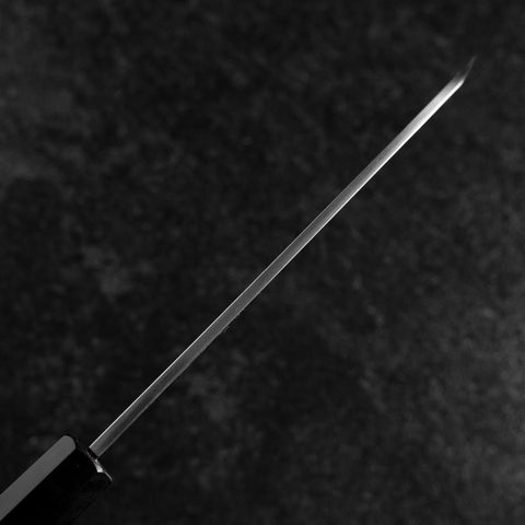 Santoku White Steel #2 Kasumi Biseau Simple Chokin Pagode à Cinq Etages Manche en Buffle et Ébène 155mm-[Musashi]-[Couteaux de cuisine japonais]