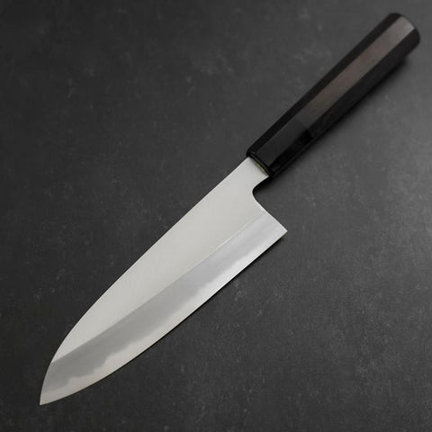 Santoku White Steel #2 Kasumi Chokin Nami-Fuji Manche en Buffle et Ébène 180mm-[Musashi]-[Couteaux de cuisine japonais]