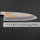 Santoku White Steel #2 Kasumi Chokin Sakura Fuji Manche en Buffle et Ébène 180mm-[Musashi]-[Couteaux de cuisine japonais]