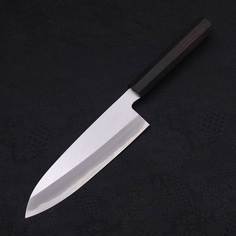 Santoku White Steel #2 Kasumi Chokin Samourai Pleine Lune Manche en Buffle et Ébène 180mm-[Musashi]-[Couteaux de cuisine japonais]