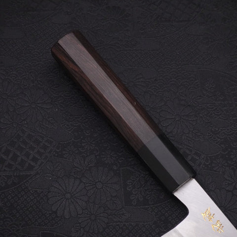 Santoku White Steel #2 Kasumi Chokin Samourai Pleine Lune Manche en Buffle et Ébène 180mm-[Musashi]-[Couteaux de cuisine japonais]