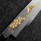 Santoku White Steel #2 Kasumi Simple-Tranchant Chokin Sakura-Fuji Manche en Buffle et Ébène 155mm-[Musashi]-[Couteaux de cuisine japonais]