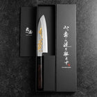 Santoku White Steel #2 Kasumi Simple-Tranchant Chokin Sakura-Fuji Manche en Buffle et Ébène 155mm-[Musashi]-[Couteaux de cuisine japonais]
