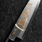 Santoku White Steel #2 Kasumi Simple-Tranchant Chokin Samourai Nouvelle Lune Manche en Buffle et Ébène 155mm-[Musashi]-[Couteaux de cuisine japonais]