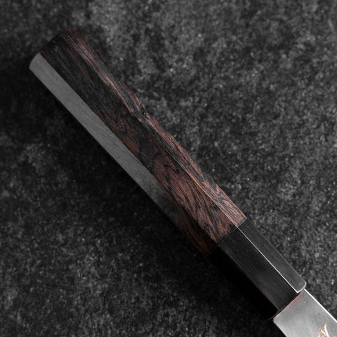 Santoku White Steel #2 Kasumi Simple-Tranchant Chokin Samourai Nouvelle Lune Manche en Buffle et Ébène 155mm-[Musashi]-[Couteaux de cuisine japonais]