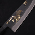 Santoku White Steel #2 Kurouchi Chokin Aigle Manche en Buffle et Ébène 170mm-[Musashi]-[Couteaux de cuisine japonais]