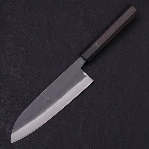 Santoku White Steel #2 Kurouchi Chokin Grenouille Kappa Manche en Buffle et Ébène 170mm-[Musashi]-[Couteaux de cuisine japonais]
