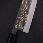 Santoku White Steel #2 Kurouchi Chokin Kappa Grenouille Manche en Buffle et Ébène 170mm-[Musashi]-[Couteaux de cuisine japonais]