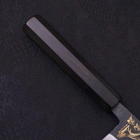 Santoku White Steel #2 Kurouchi Chokin Kappa Grenouille Manche en Buffle et Ébène 170mm-[Musashi]-[Couteaux de cuisine japonais]
