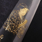 Santoku White Steel #2 Kurouchi Chokin Ukiyo-e Manche en Buffle et Ébène 170mm-[Musashi]-[Couteaux de cuisine japonais]