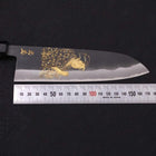 Santoku White Steel #2 Kurouchi Chokin Ukiyo-e Manche en Buffle et Ébène 170mm-[Musashi]-[Couteaux de cuisine japonais]