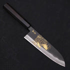 Santoku White Steel #2 Kurouchi Chokin Ukiyo-e Manche en Buffle et Ébène 170mm-[Musashi]-[Couteaux de cuisine japonais]