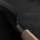 Santoku White Steel #2 Kurouchi Damas Kurigata Manche en Buffle et Magnolia 170mm-[Musashi]-[Couteaux de cuisine japonais]
