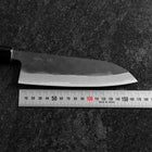 Santoku White Steel #2 Kurouchi Damas Kurigata Manche en Buffle et Magnolia 170mm-[Musashi]-[Couteaux de cuisine japonais]