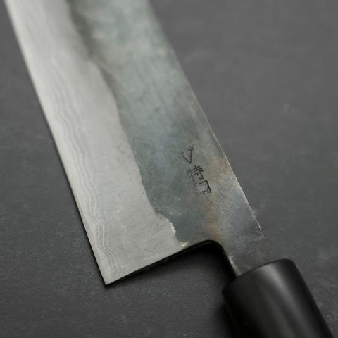Santoku White Steel #2 Kurouchi Damas Manche en Buffle et Magnolia 165mm-[Musashi]-[Couteaux de cuisine japonais]