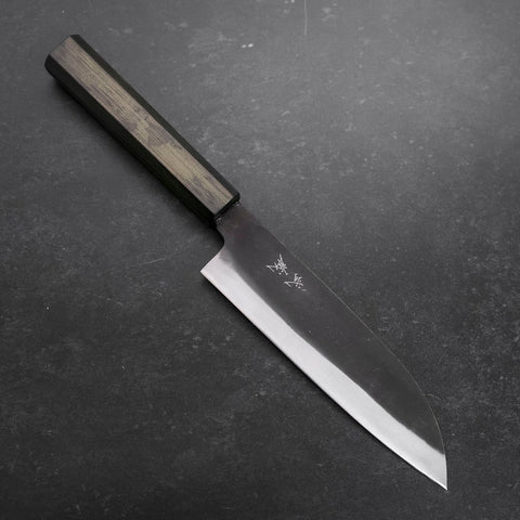 Santoku White Steel #2 Kurouchi Manche Urushi Vert 165mm-[Musashi]-[Couteaux de cuisine japonais]