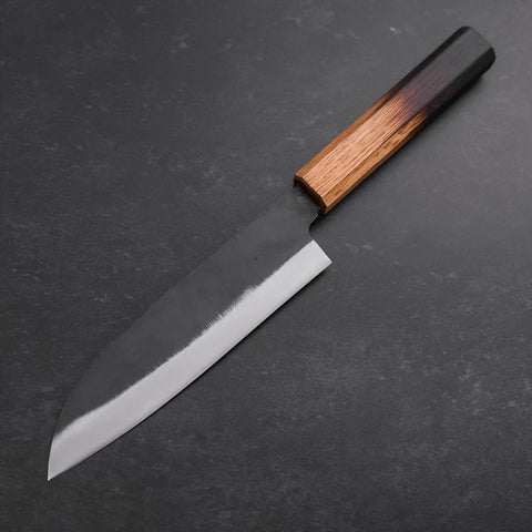 Santoku White Steel #2 Kurouchi Manche Yaki Urushi 165mm-[Musashi]-[Couteaux de cuisine japonais]