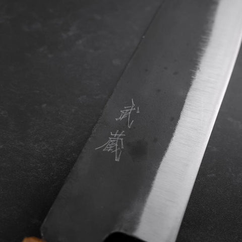 Santoku White Steel #2 Kurouchi Manche Yaki Urushi 165mm-[Musashi]-[Couteaux de cuisine japonais]
