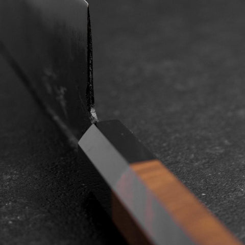Santoku White Steel #2 Kurouchi Manche en Buffle et Bubinga 165mm-[Musashi]-[Couteaux de cuisine japonais]