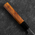 Santoku White Steel #2 Kurouchi Manche en Buffle et Bubinga 165mm-[Musashi]-[Couteaux de cuisine japonais]