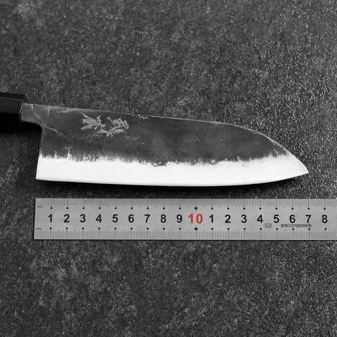 Santoku White Steel #2 Kurouchi Manche en Buffle et Bubinga 165mm-[Musashi]-[Couteaux de cuisine japonais]