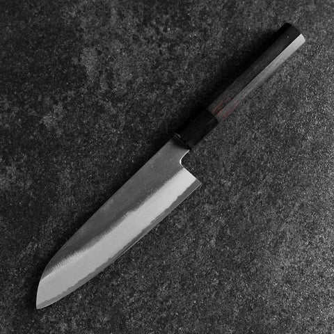Santoku White Steel #2 Kurouchi Manche en Buffle et Ébène 170mm-[Musashi]-[Couteaux de cuisine japonais]
