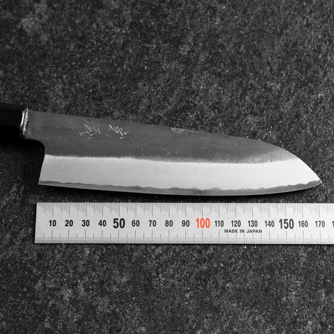 Santoku White Steel #2 Kurouchi Manche en Buffle et Ébène 170mm-[Musashi]-[Couteaux de cuisine japonais]