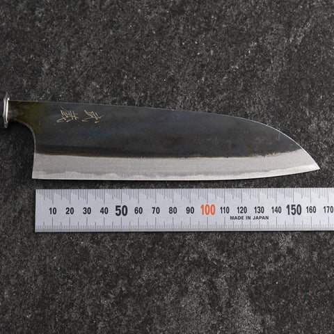 Santoku White Steel #2 Kurouchi Manche en Buffle et Magnolia 165mm-[Musashi]-[Couteaux de cuisine japonais]