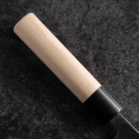 Santoku White Steel #2 Kurouchi Manche en Buffle et Magnolia Oval 165mm-[Musashi]-[Couteaux de cuisine japonais]