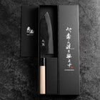 Santoku White Steel #2 Kurouchi Manche en Buffle et Magnolia Oval 165mm-[Musashi]-[Couteaux de cuisine japonais]
