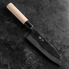 Santoku White Steel #2 Kurouchi Manche en Buffle et Magnolia Oval 165mm-[Musashi]-[Couteaux de cuisine japonais]