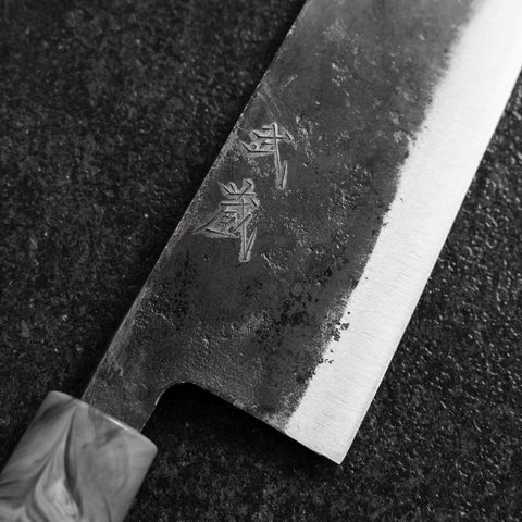 Santoku White Steel #2 Kurouchi Manche en Cerisier 165mm-[Musashi]-[Couteaux de cuisine japonais]