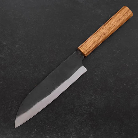 Santoku White Steel #2 Kurouchi Manche en Chêne 165mm-[Musashi]-[Couteaux de cuisine japonais]