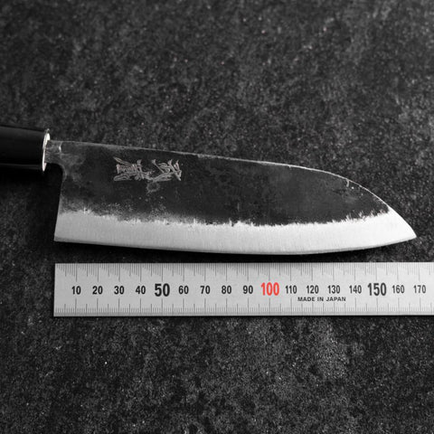 Santoku White Steel #2 Kurouchi Manche en Magnolia Oval 165mm-[Musashi]-[Couteaux de cuisine japonais]