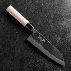 Santoku White Steel #2 Kurouchi Manche en Magnolia Oval 165mm-[Musashi]-[Couteaux de cuisine japonais]