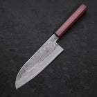 Santoku White Steel #2 Nashiji Revêtement Inox Manche Urushi Pourpre 165mm-[Musashi]-[Couteaux de cuisine japonais]