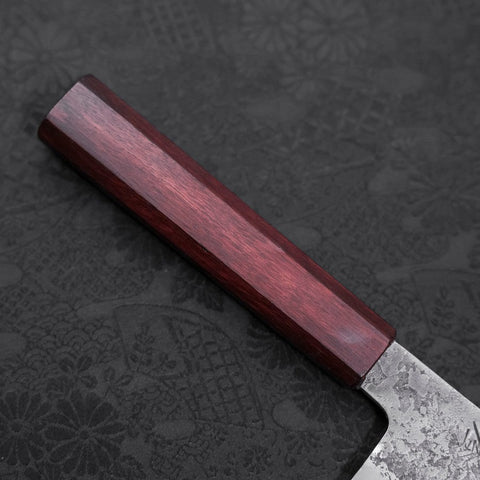 Santoku White Steel #2 Nashiji Revêtement Inox Manche Urushi Pourpre 165mm-[Musashi]-[Couteaux de cuisine japonais]