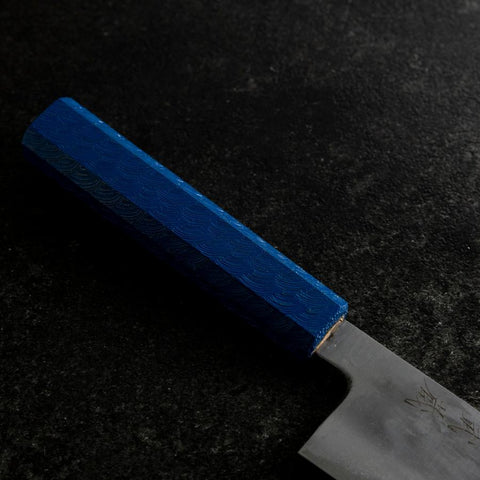 Santoku White Steel #2 Poli Manche Urushi Bleu 165mm-[Musashi]-[Couteaux de cuisine japonais]