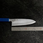 Santoku White Steel #2 Poli Manche Urushi Bleu 165mm-[Musashi]-[Couteaux de cuisine japonais]