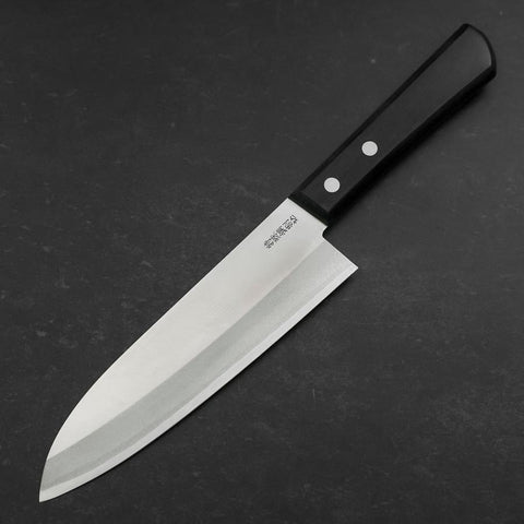 Santoku White Steel #2 Revêtement Inox Poli Manche Occidental Noir 170mm-[Musashi]-[Couteaux de cuisine japonais]